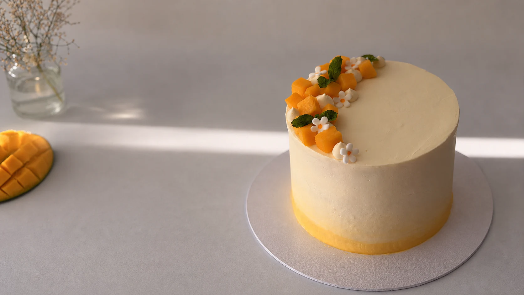 Vanilla mango celebration cake from AIKA Patisserie